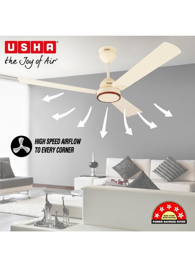 USHA AeroEdge 1200mm BLDC Ceiling Fan with RF Remote | BEE 5 Star Rated Energy Efficient | 100% Copper Motor | High Air Delivery 220CMM | 2 Year Warranty | (Ivory) - Image 5